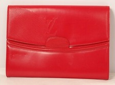 Porte-documents serviette sacoche Louis Vuitton cuir épi rouge XXè siècle