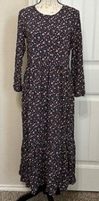 Old Navy Womens Cottagecore Tiered Floral Maxi Boho Dress Size XS Blue Pockets