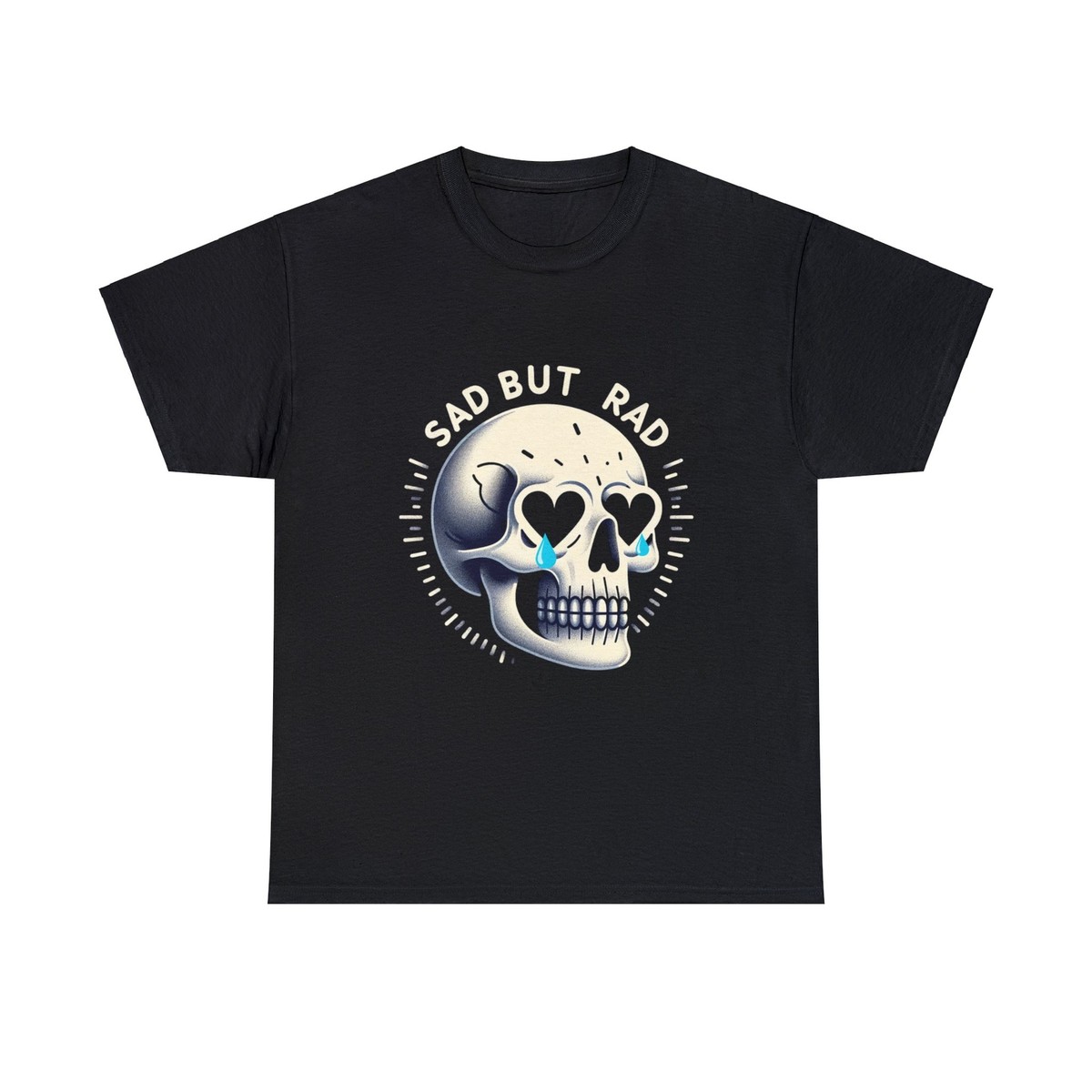 Unisex Adult T Shirt Streetwear Graphic Tee Gothic Funny Skull Sad