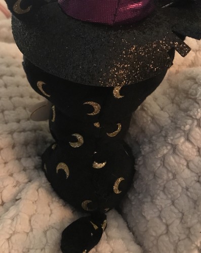 TY Beanie Boos 6" PANDORA Kitty Cat Halloween Sparkly Eyes Black Hat Plush Tags - Picture 4 of 4