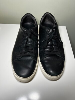 Vince. Men\'s Black Low Top Sneakers Shoes Size EU 45 US 12 Leather Amazon.com | Vince Mens Fernando Artisanal Sneaker Black  main image 4