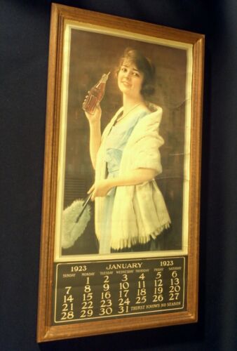 Antique 1923 Coca Cola Calendar with Coke bottle-Framed-RARE Collectors Piece - Picture 3 of 12