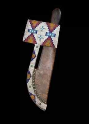 Knife Cover Native American Sioux Style Leather Knife Sheath Beaded Lakota Hide