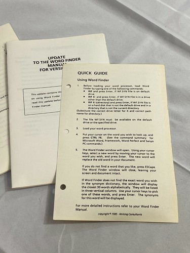 Vintage Word Finder Synonym Finder A computerized Thesaurus Installer Diskette - Picture 4 of 4