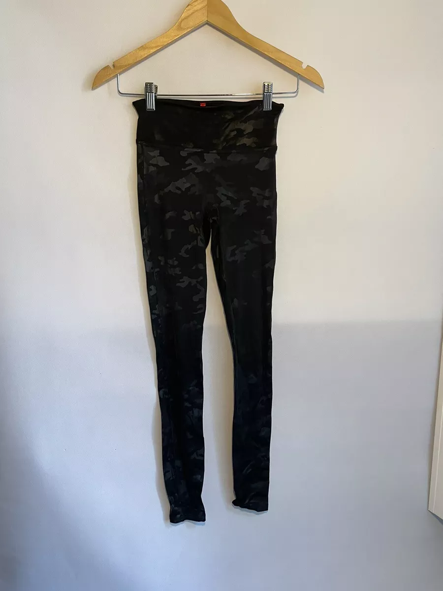 Spanx Women's Faux Leather Camo Legging in Matte Black Camo Size XS