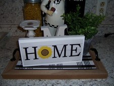 Sunflower Home sign Farmhouse style Kitchen summer tray decor
