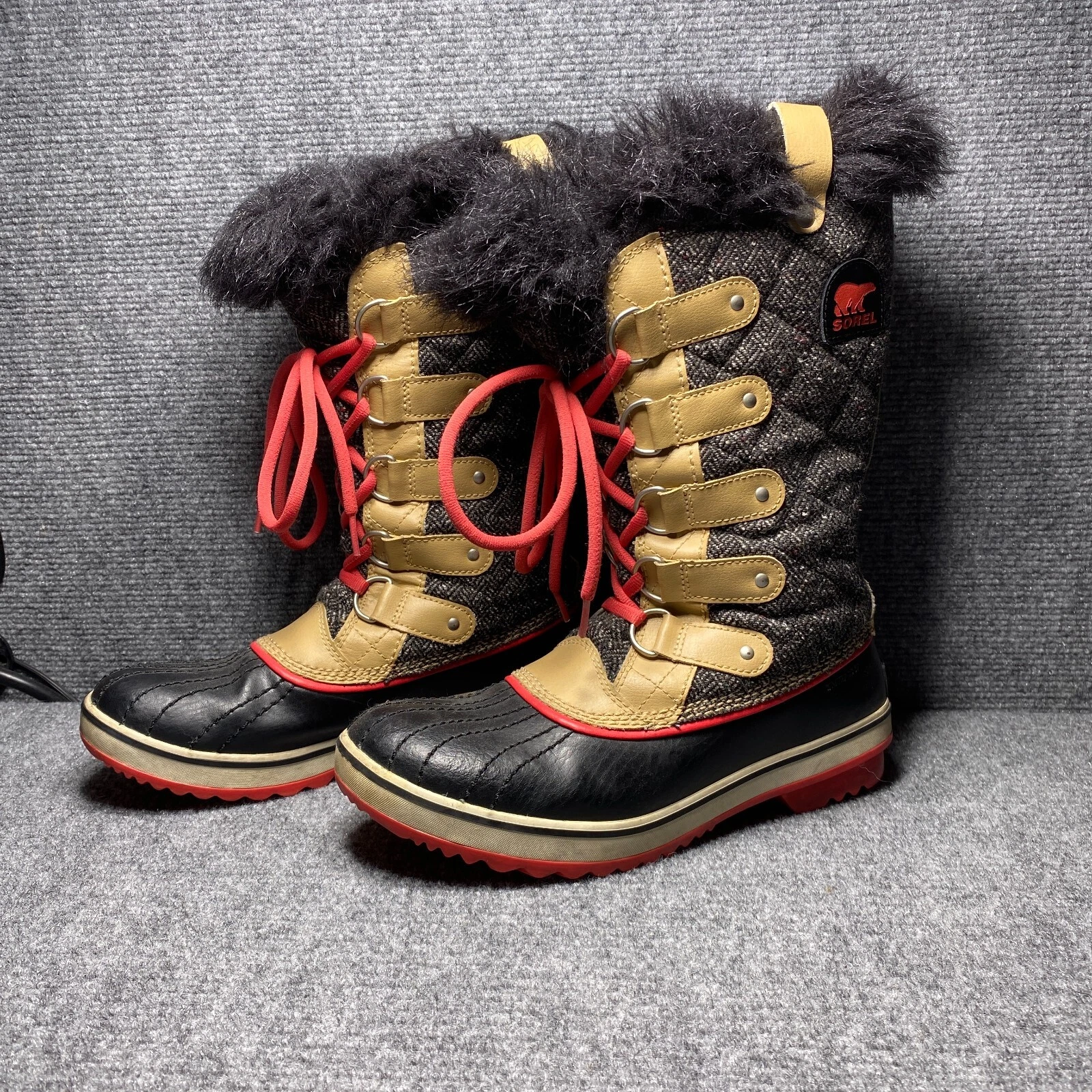 sorel tofinо herringbone winter snow faux fur boots