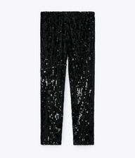 NWT 120 ZARA black Sequinned Tapered Trouser Pant- Lmtd. Edition -SIZE Small