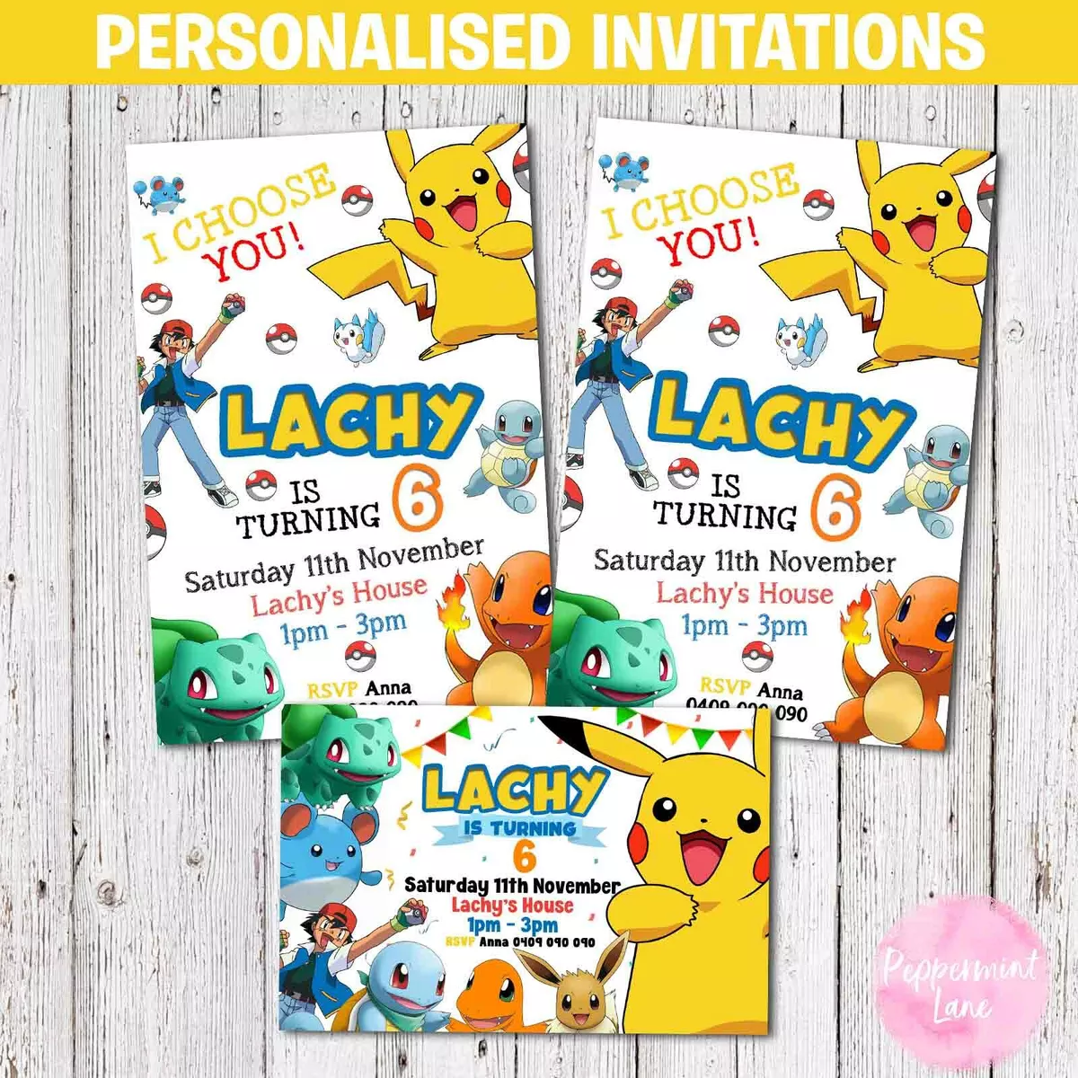 Pokemon Go Birthday Invitation Pikachu Poke Modelo