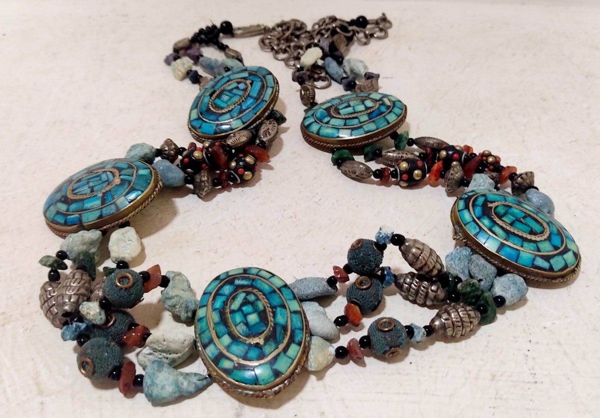 Native American Extremely Rare Vintage Navajo Turquoise Sterling Silver Coral Rosary Necklace Native American Extremely Rare Vintage Navajo Turquoise Sterling Silver Coral Rosary Necklace