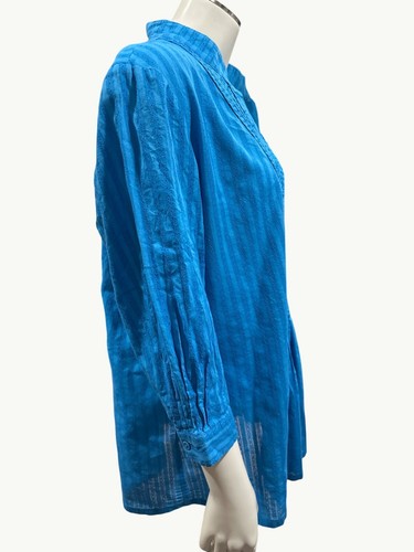 Chicos Tunika Bluse mit Knopfleiste blau Biesen Boho Chic Halbarm Gr. 3 - Bild 4 von 8