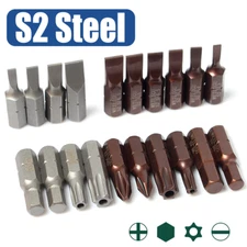 25mm Short Driver Bit Phillips/Slotted/Hex/Torx S2 Magnetic Screwdriver Bits