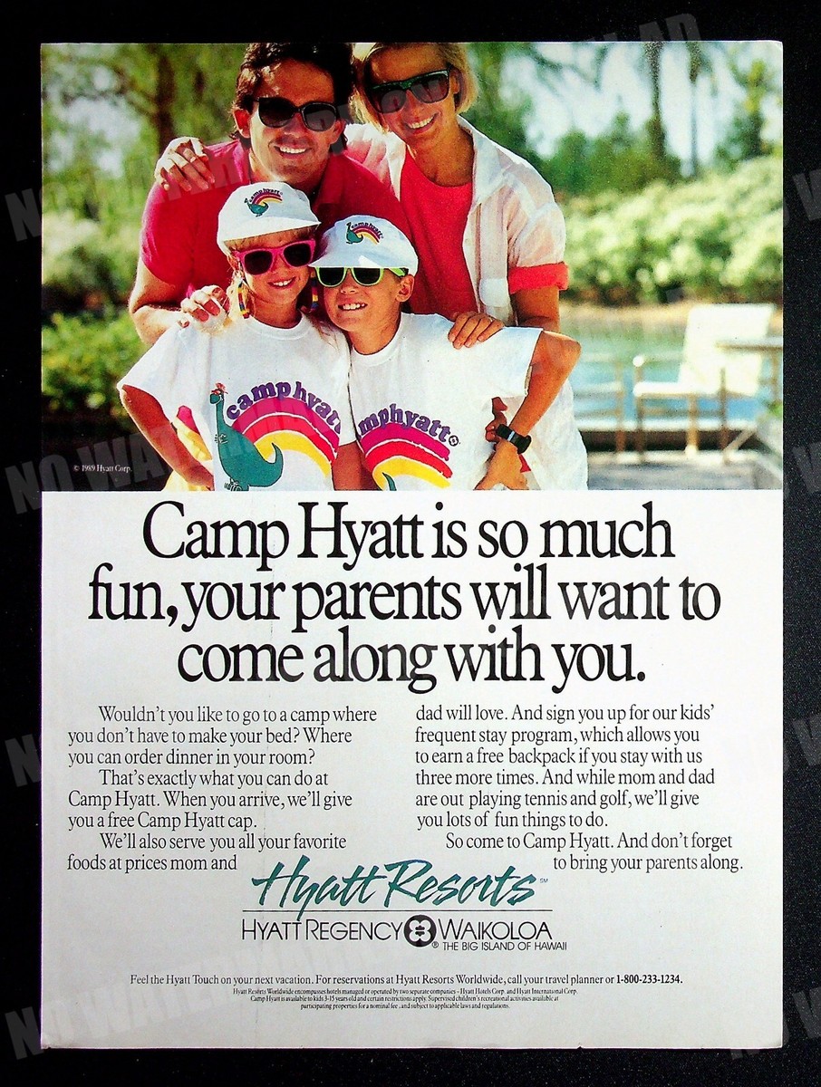 Camp Hyatt Resorts Hawaii Hotels 1989 Trade Print Magazine Ad 