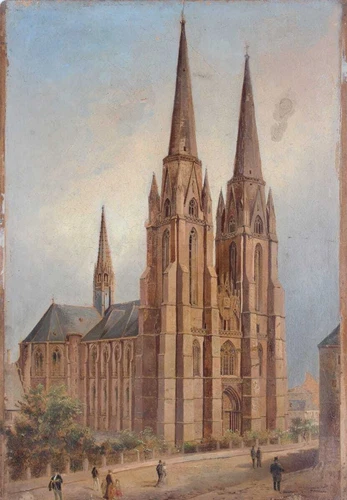 Marburg St Elizabeth Church Oil Painting 19th Century