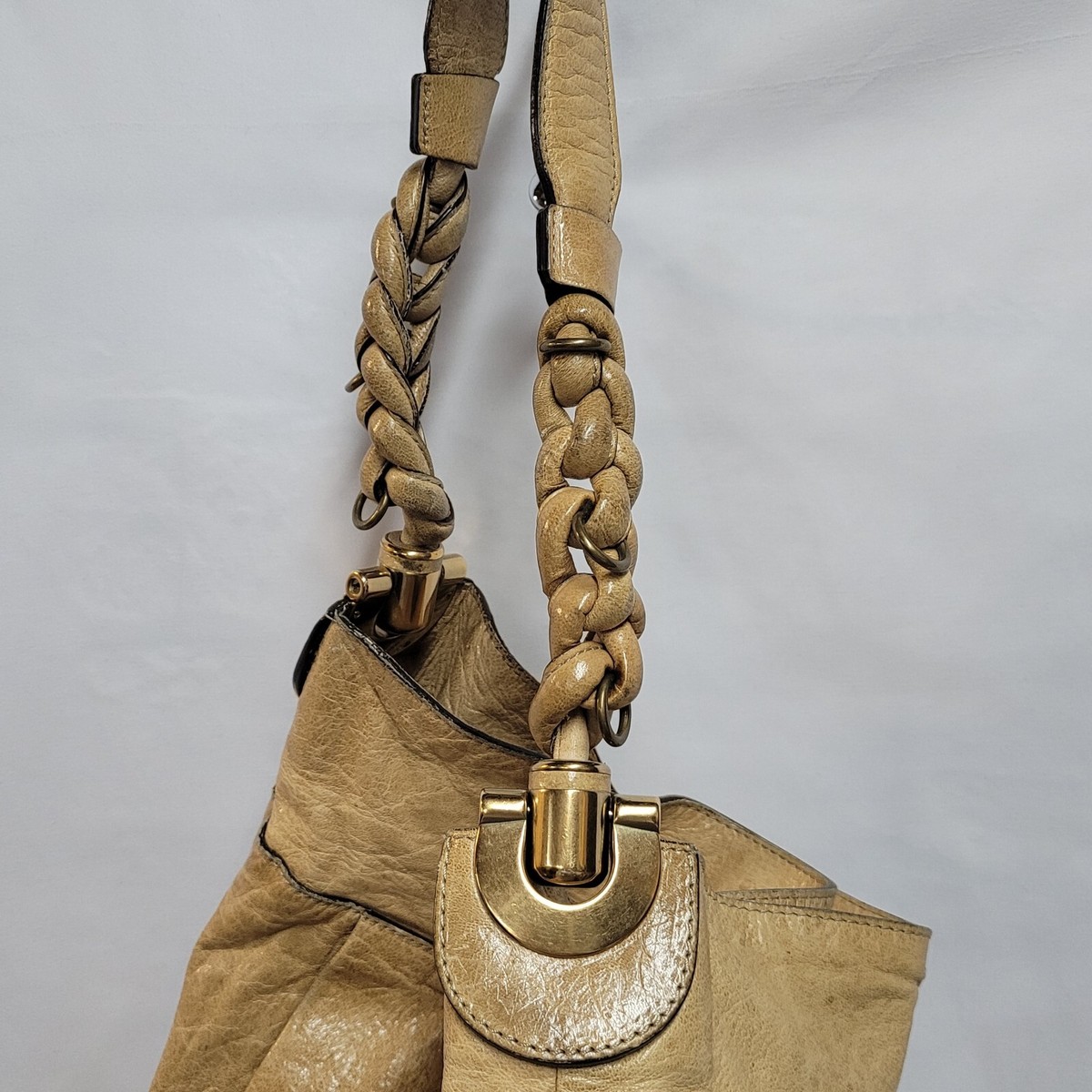 Chloé Eloise Braided Leather Hand Bag Chloe TAN / BEIGE Leather Braided Strap 