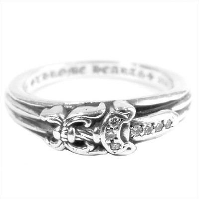 Pre Owned Chrome Hearts Baby Classic Dagger Ring Pave Diamond Ring Silver Size 7 Ebay
