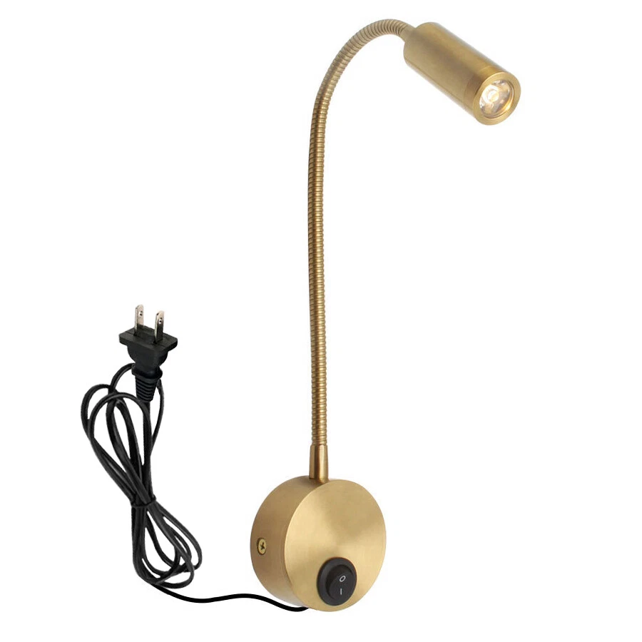 3W LED Wall Sconce Light Plug-in Lamp Fixture Gooseneck Picture Spotlight Switch - Image 2 of 4