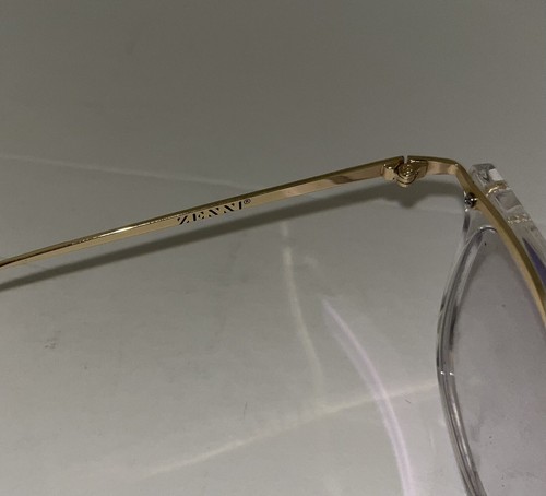 Zenni Optical Women Cat Eye Eyeglasses Frame Frames Only Translucent Clear Gold - Picture 3 of 3
