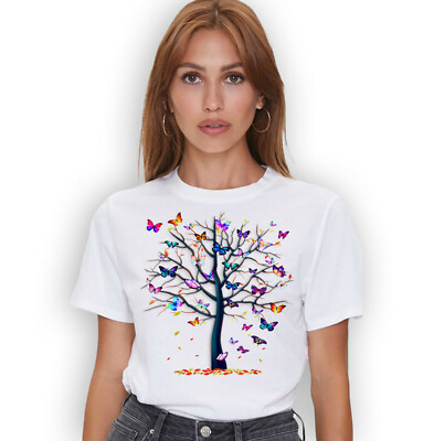 Butterflies Lovers T-Shirt Beautiful Butterfly Tree Shirt , Nature Tree Tee