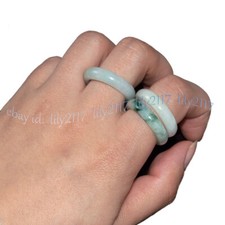 Natural A Jadeite 17-18mm Light Green Jade Men Women Gems Ring With Certified