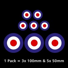 RAF MOD Roundel Target Stickers - Van, Car, Scooter, Vespa, Royal Air Force