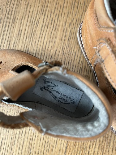 Zimmerman Tan T-Strap Shoes Toddler USA Made Leather Size 4.5 - Picture 3 of 6