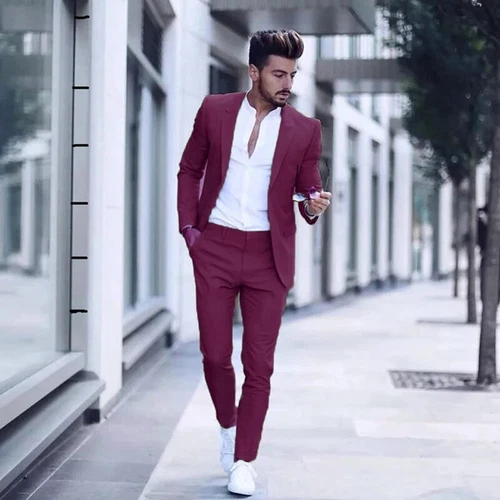 Tuta da uomo 2 pezzi sposi smoking formale matrimonio business blazer aderenza slim - Foto 12 di 28