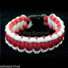 White & Red - Paracord Emergency Survival Rope Bracelet - Made in the USA