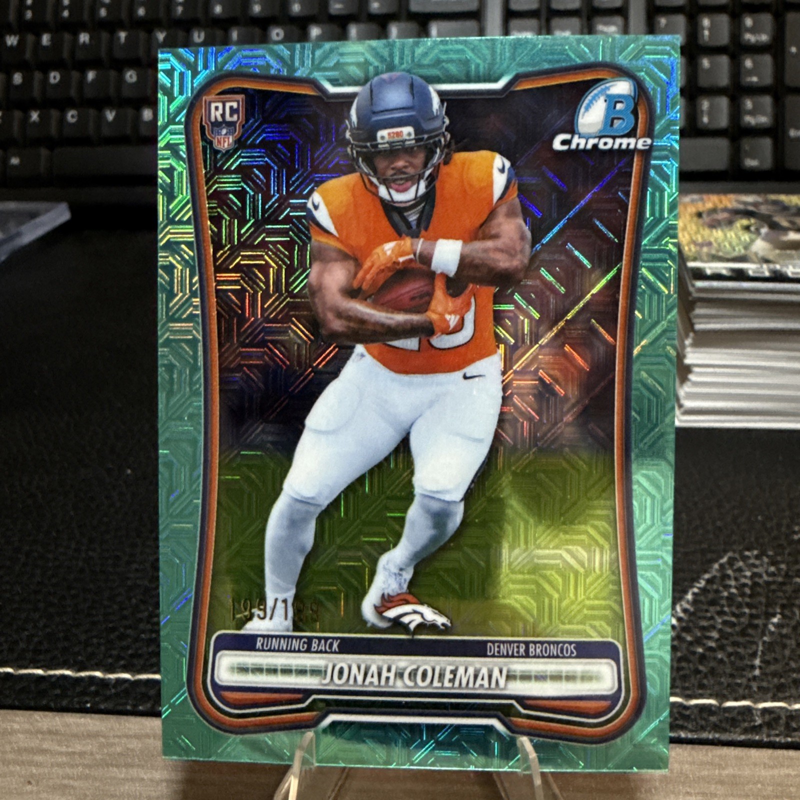 2026 Bowman Chrome Rookie Jonah Coleman 199/199 Bookend Aqua Mojo Refractor