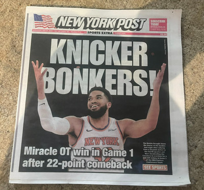 New York Post Newspaper KNICKER BONKERS! KNICKS NY NBA Playoffs Comeback 5/20/26