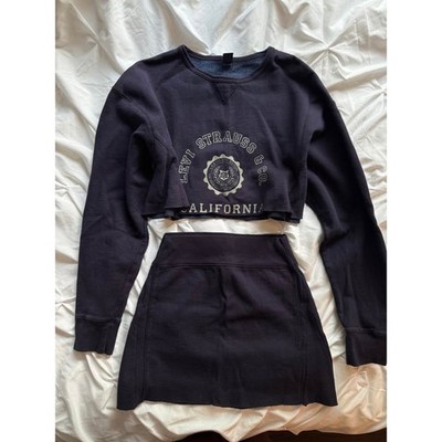 LEVI'S 2 Piece Matching set Crewneck Cropped Sweater Long Sleeve High Mini Skirt