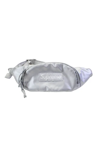 Sac banane femme Supreme double fermeture éclair réglable taille ceinture gris
