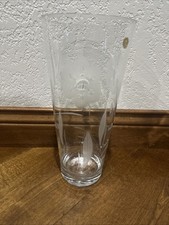 Vintage Romanian Glass Etched Vase Floral Design NoChips or Cracks 11.5 H Tag