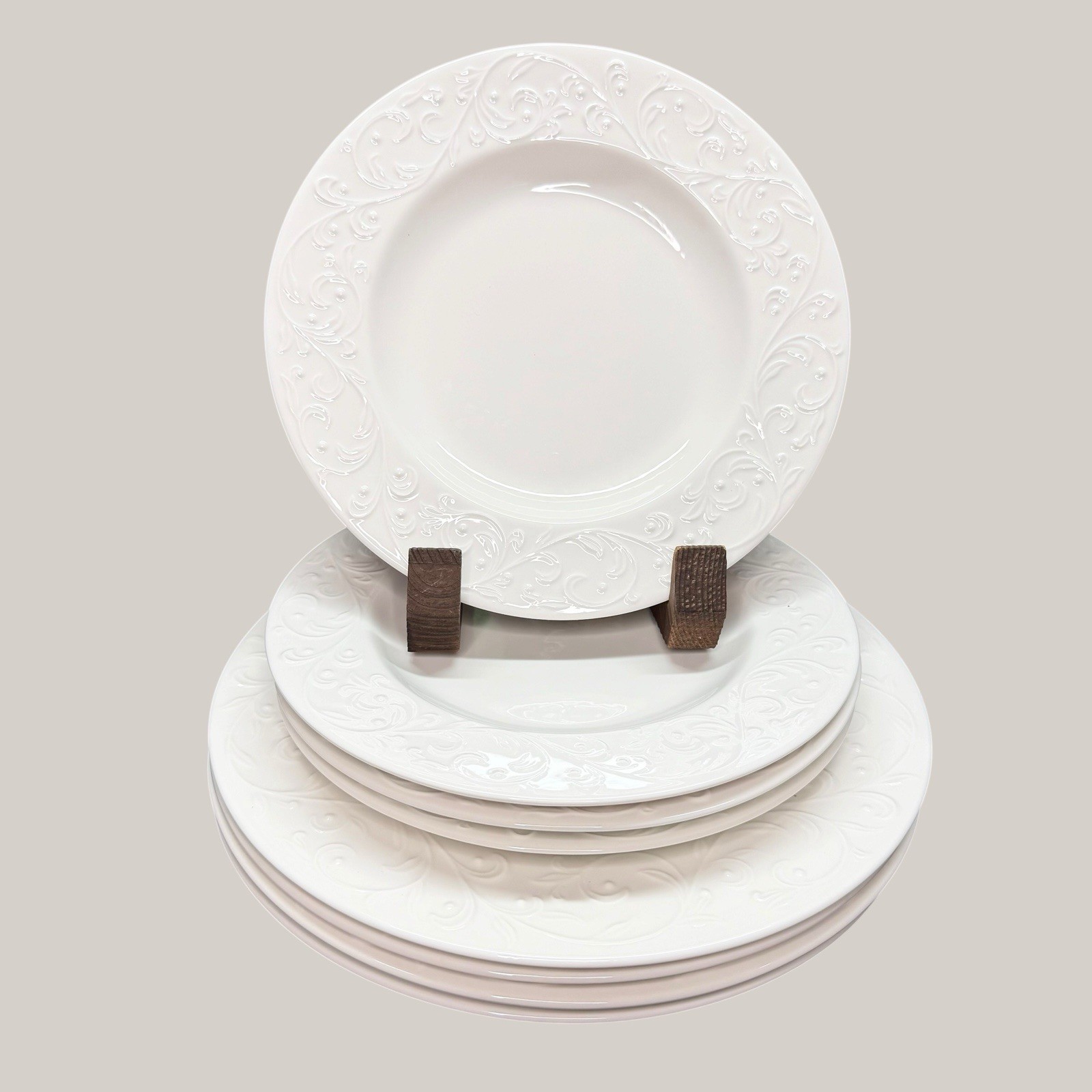 Lenox Opal Innocence Carved 8 Plate Set- (4) 11.25&rdquo; Dinner