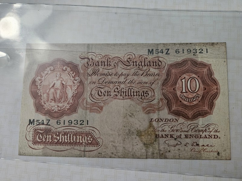 1955 Bank Of England 10 Shillings Replacement Banknote Super Rare Fine