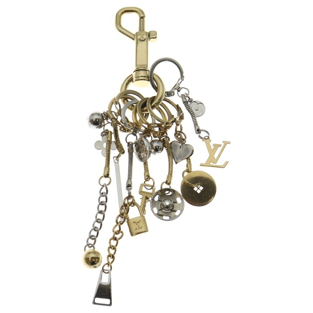 LOUIS VUITTON Key Holder Metal Judy Blame Gold Tone 8-linked charm keychain