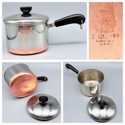 Revere Ware 2 Qt Tall Saucepan BEAUTY VTG 1980 Copper Clad Pan Pot w/Lid Rome NY