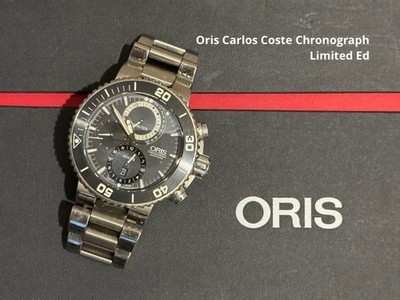 ORIS Carlos Coste Chronograph 674 7655 71 84 Automatic Date Titanium Wristwatch