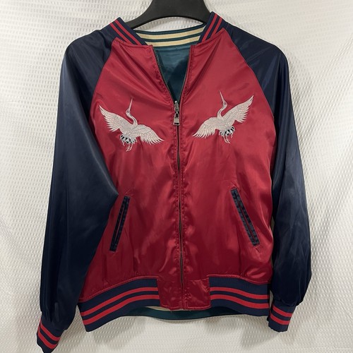 Zara X Hina Matsuri Embroidered Satin Reversible Bomber Jacket Womens Medium - Picture 2 of 7
