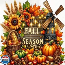 JYXSJYYD 5D DIY Fall Season Diamond Art Kits for Adults,Harvest Season Diamon