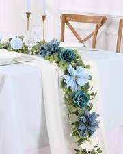 6.07Ft Artificial Eucalyptus Garland With Flowers - Wedding Table Decorations,
