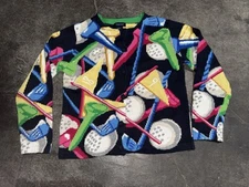 Vintage 90s Eagles Eye Golf Cardigan Sweater Golf Club Ball Embroidered Small