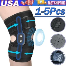 Hinged Knee Brace Compression Sleeve Joint Support Open Patella Stabilizer Wrap