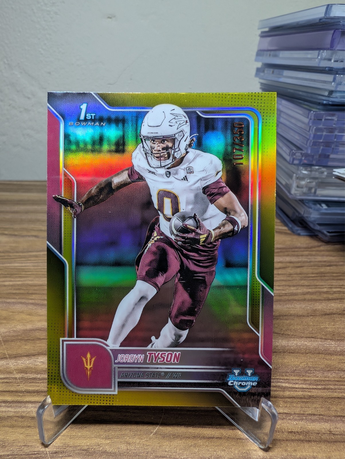 2025 Bowman University Chrome - Jordyn Tyson #31 Yellow Refractor /350 (RC) 1st