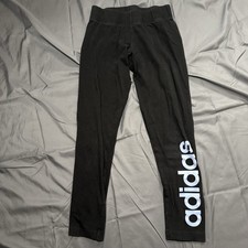 Adidas Black Leggings Spell Out Logo Athleisure Fitness Pants Size Small