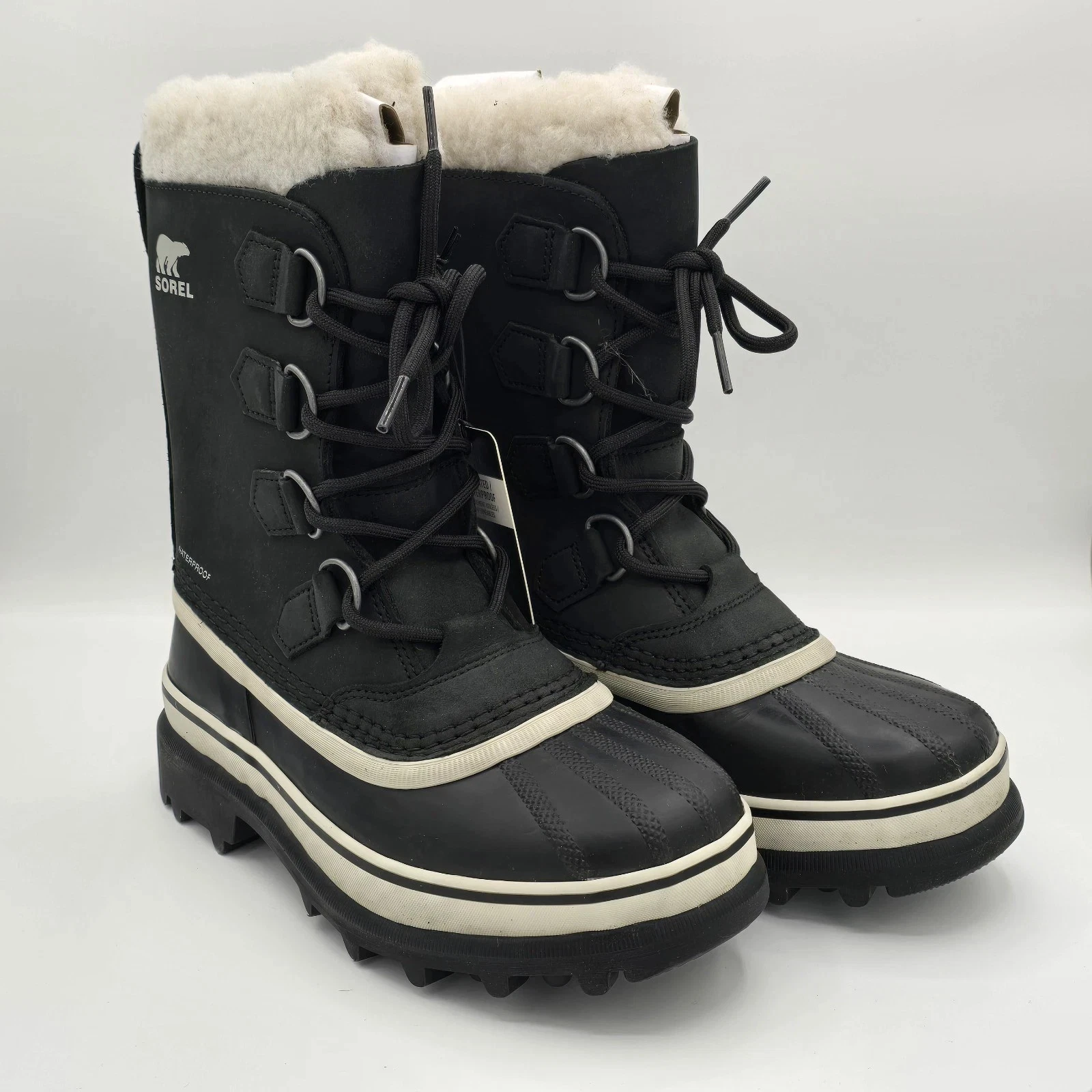 NEW Sorel Mens size 8 Caribou WP Black Waterproof Insulated Winter Boots