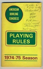 American Bowling Congress Playing Rules Booklet 1974-75 Season