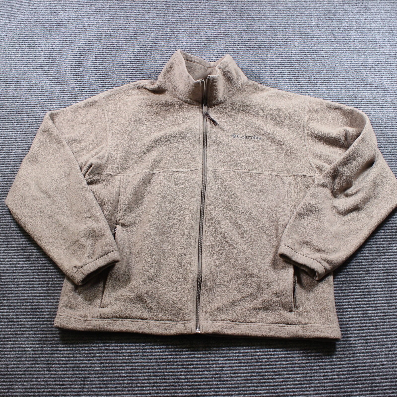 Columbia Fleece Jacket Men's Large Tan Full Zip Outdoor