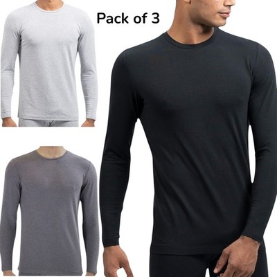 Heat Ultra Herren T-Shirt Langarm Rundhals Oberteil Freizeit Pullover Tee 3er Pack
