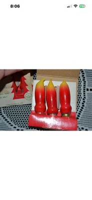 Vintage Christmas ~ 2 Packs Timco Candle Flame Type Bulbs  NOS Red / Yellow